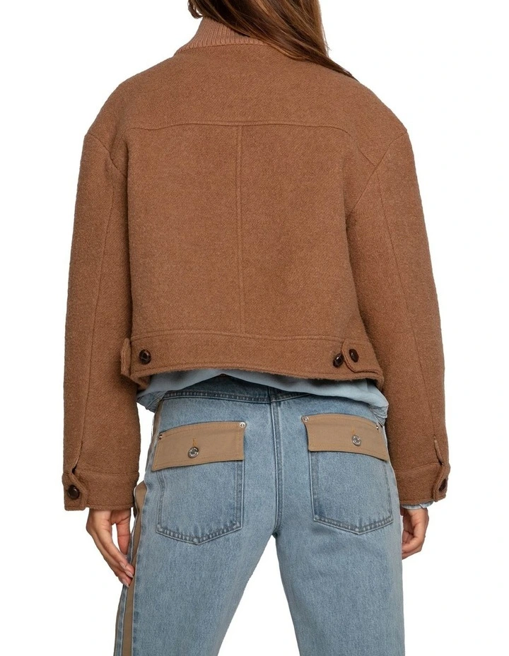 Crystal Skies Cropped Wool Rib Jacket in Vicuna image 2