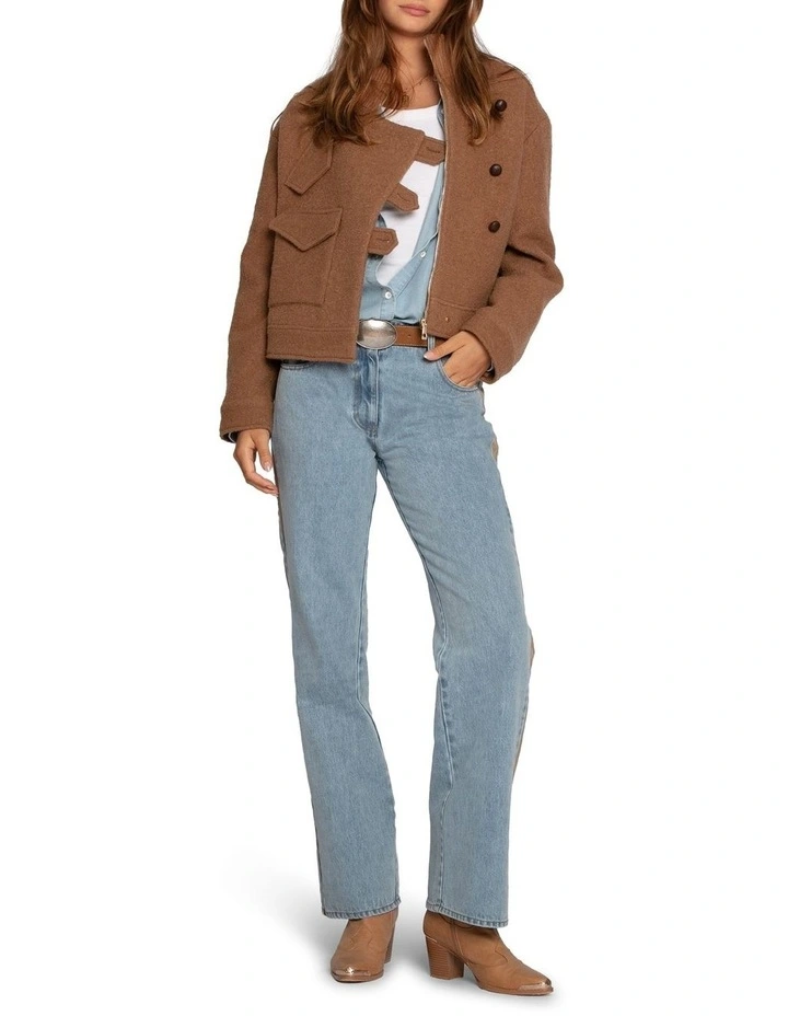 Crystal Skies Cropped Wool Rib Jacket in Vicuna image 7