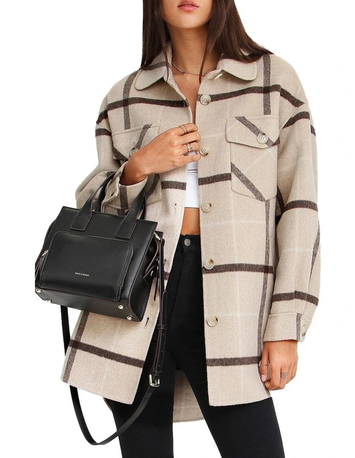 River's Edge Plaid Shacket in Beige image 2