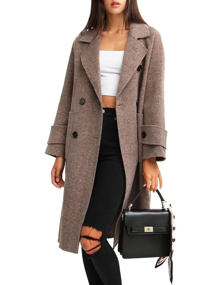Rumour Has It Oversized Wool Blend Coat in Walnut image 2