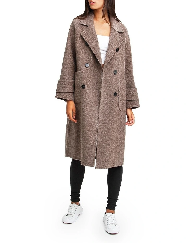 Rumour Has It Oversized Wool Blend Coat in Walnut image 4