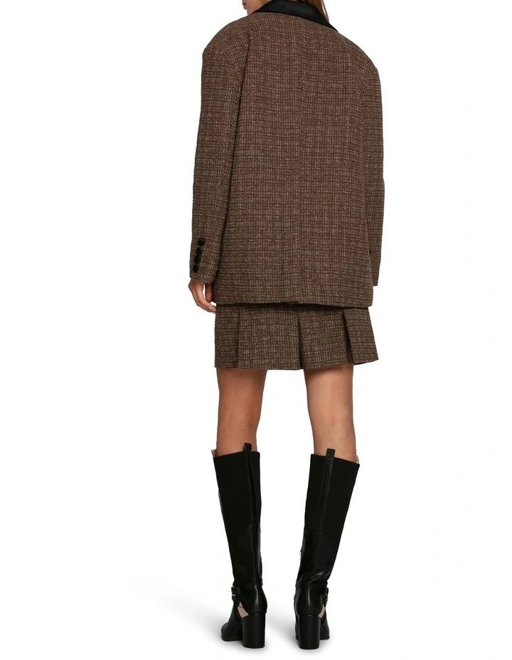 City Noir Tweed Oversized Blazer in Dark Khaki image 5