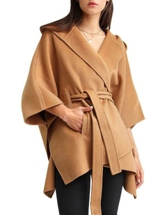 Jackson Landing Wool Blend Cape Coat in Dark Camel