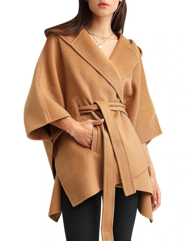 Jackson Landing Wool Blend Cape Coat in Dark Camel image 1
