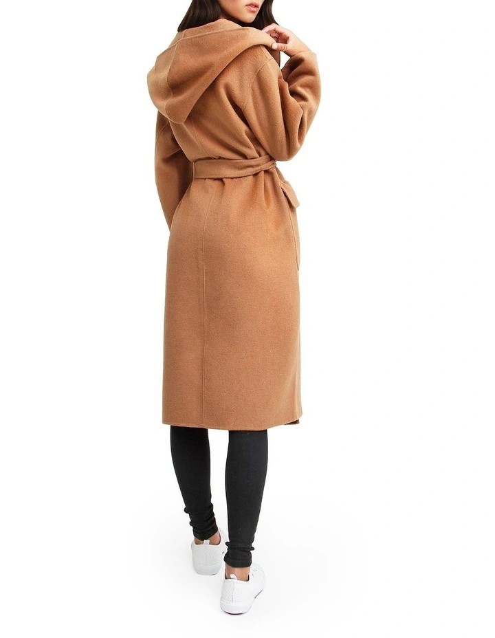 Runaway Wool Blend Robe Coat in Dark Camel image 4