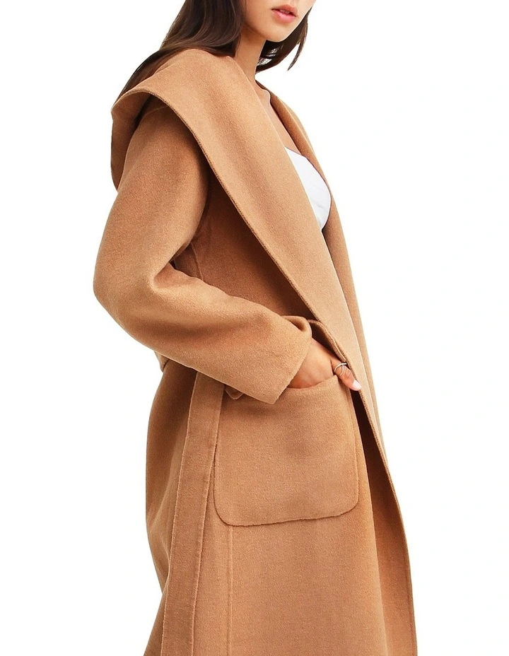 Runaway Wool Blend Robe Coat in Dark Camel image 6