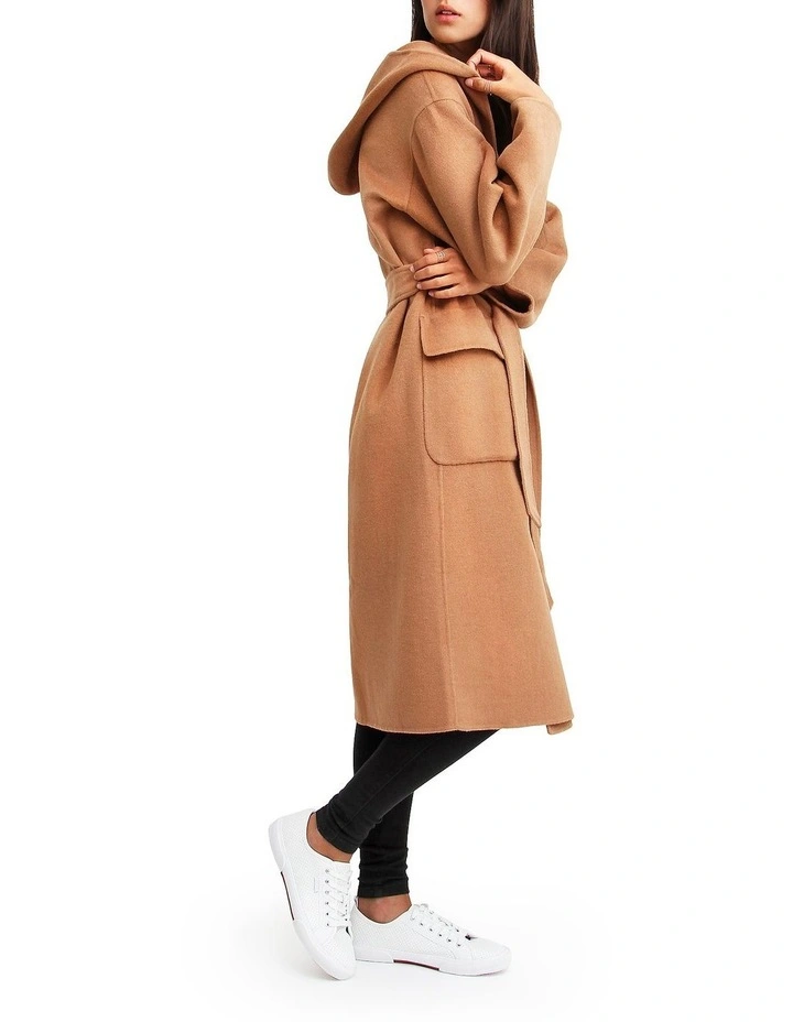 Runaway Wool Blend Robe Coat in Dark Camel image 7