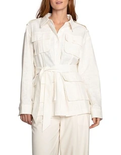Still Storm Belted Safari Jacket in Cream