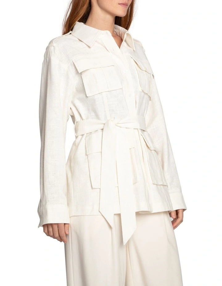 Still Storm Belted Safari Jacket in Cream image 3