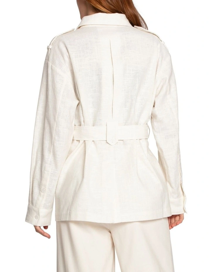 Still Storm Belted Safari Jacket in Cream image 4