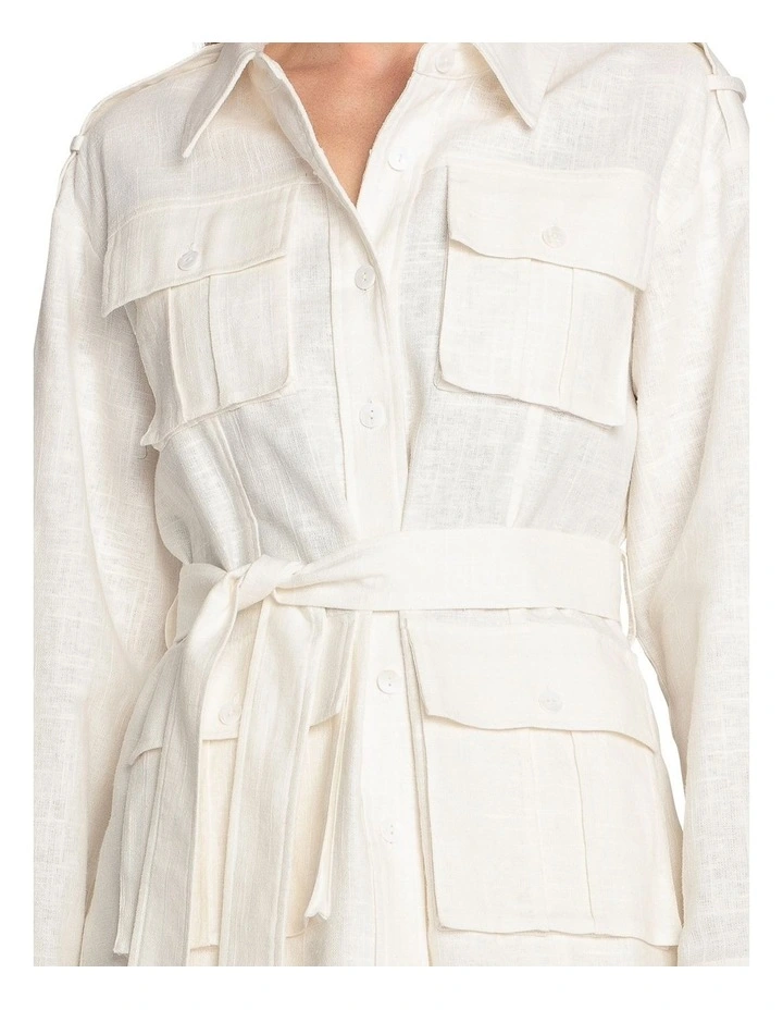 Still Storm Belted Safari Jacket in Cream image 6