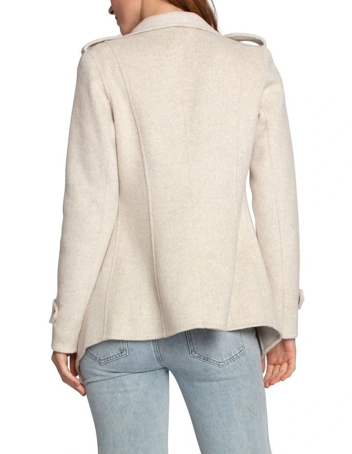 Bad Girl Wool Blend Moto Coat in Oat Marle image 4