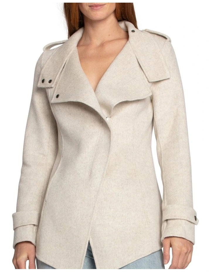 Bad Girl Wool Blend Moto Coat in Oat Marle image 5