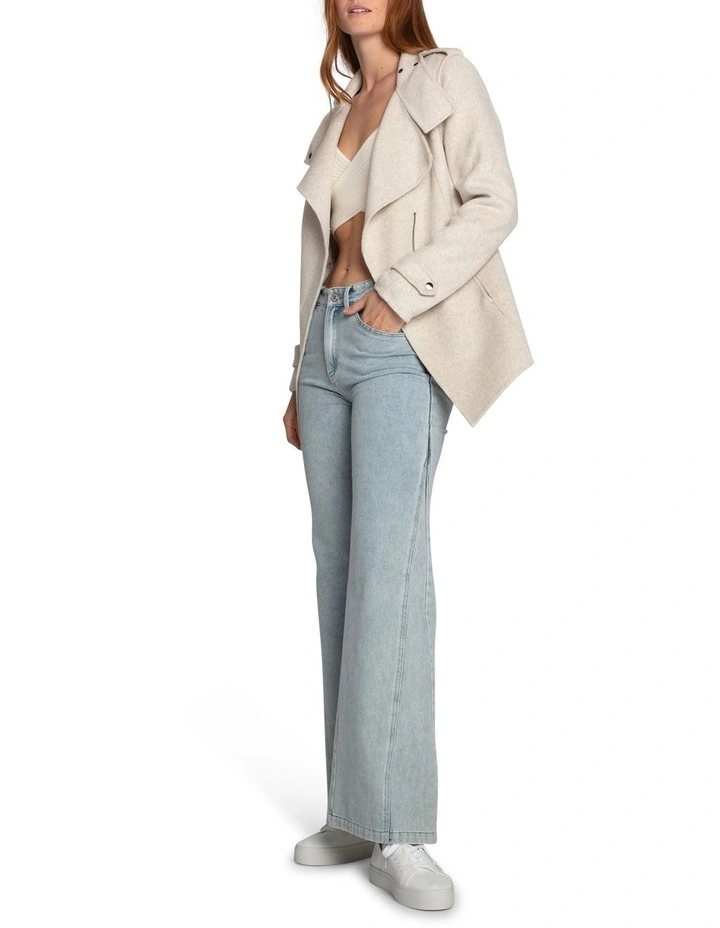 Bad Girl Wool Blend Moto Coat in Oat Marle image 6