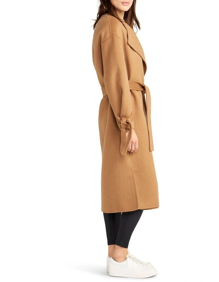 Head Over Heels Collarless Robe Coat in Camel image 6