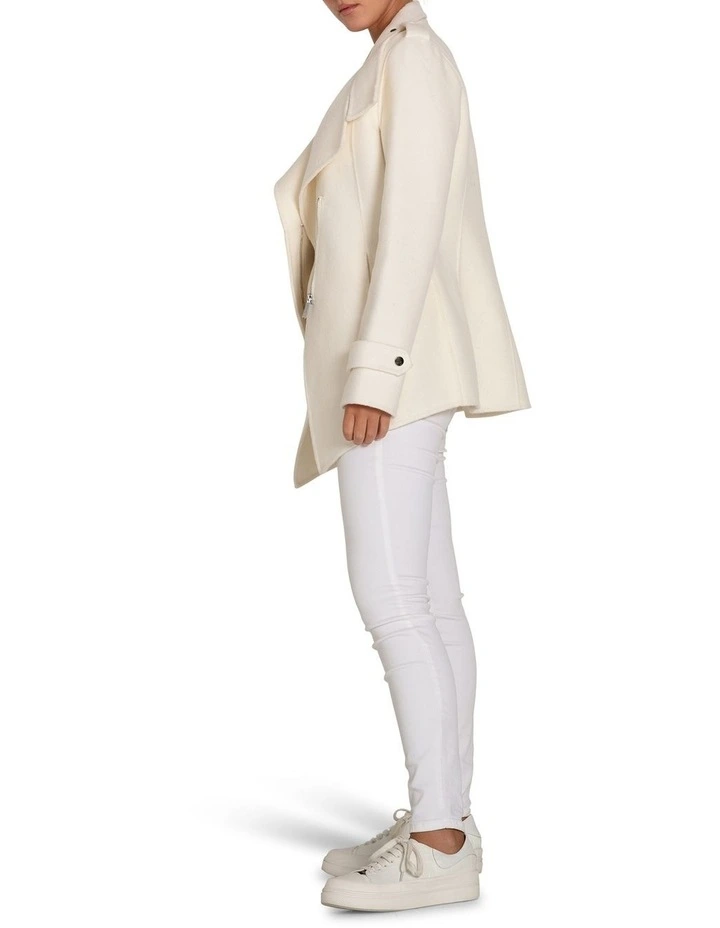 Bad Girl Wool Blend Moto Coat in Cream image 3