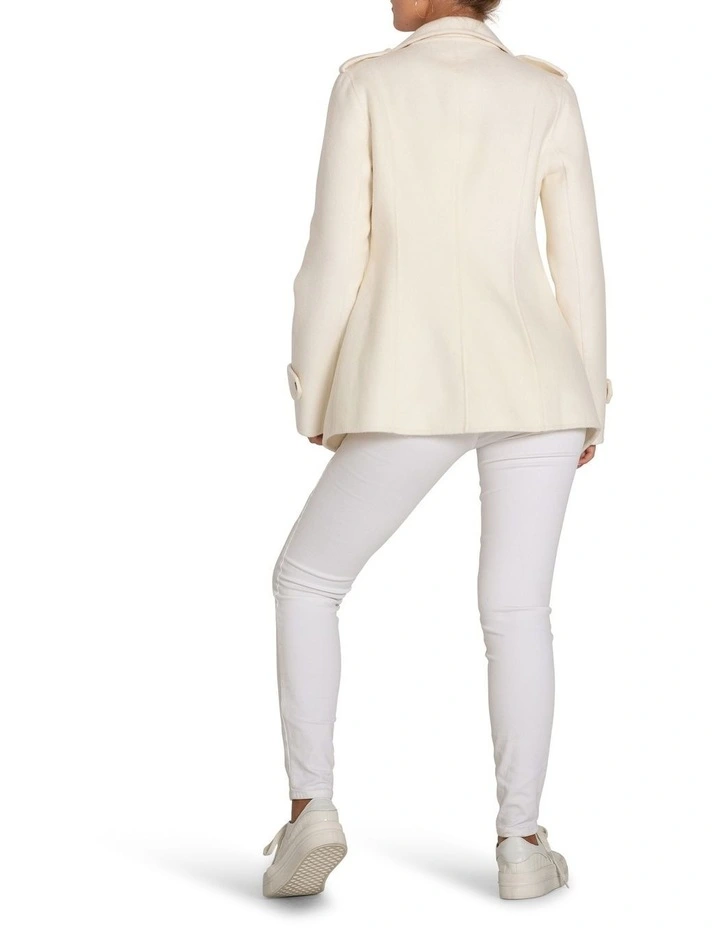Bad Girl Wool Blend Moto Coat in Cream image 4