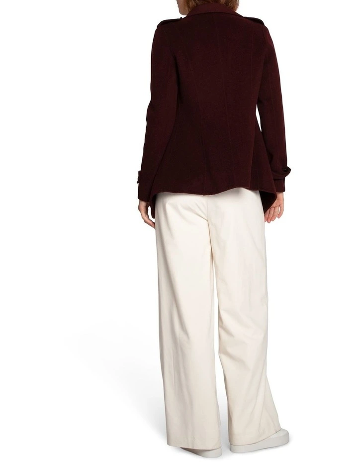 Bad Girl Wool Blend Moto Coat in Burgundy image 4