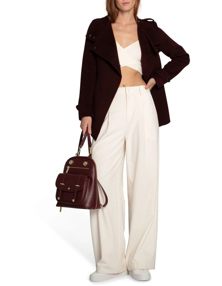 Bad Girl Wool Blend Moto Coat in Burgundy image 7