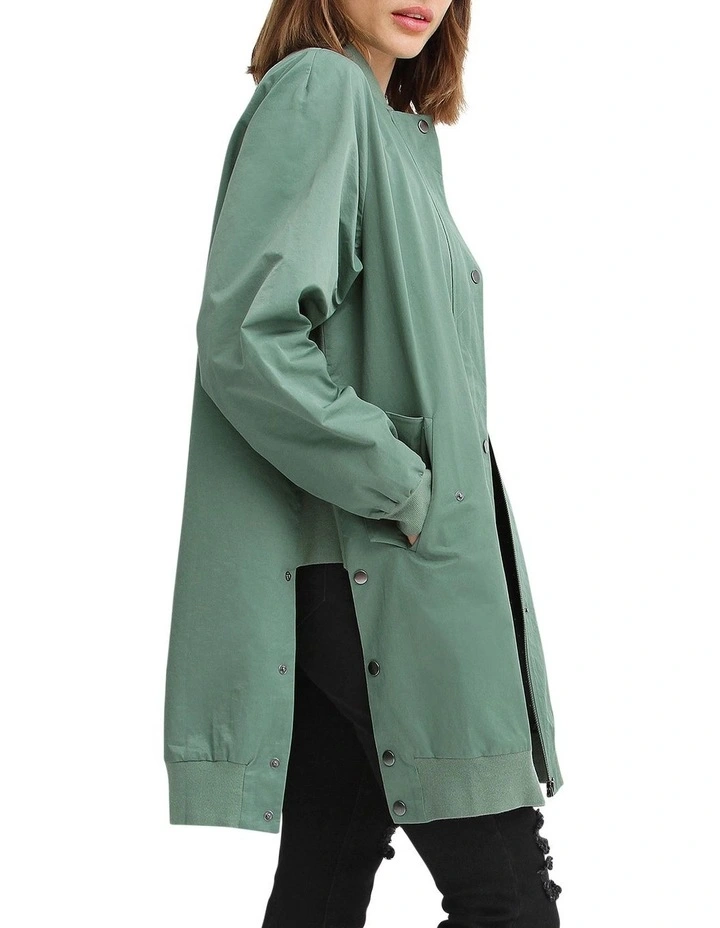 Chasing You Long Bomber Jacket in Military image 2