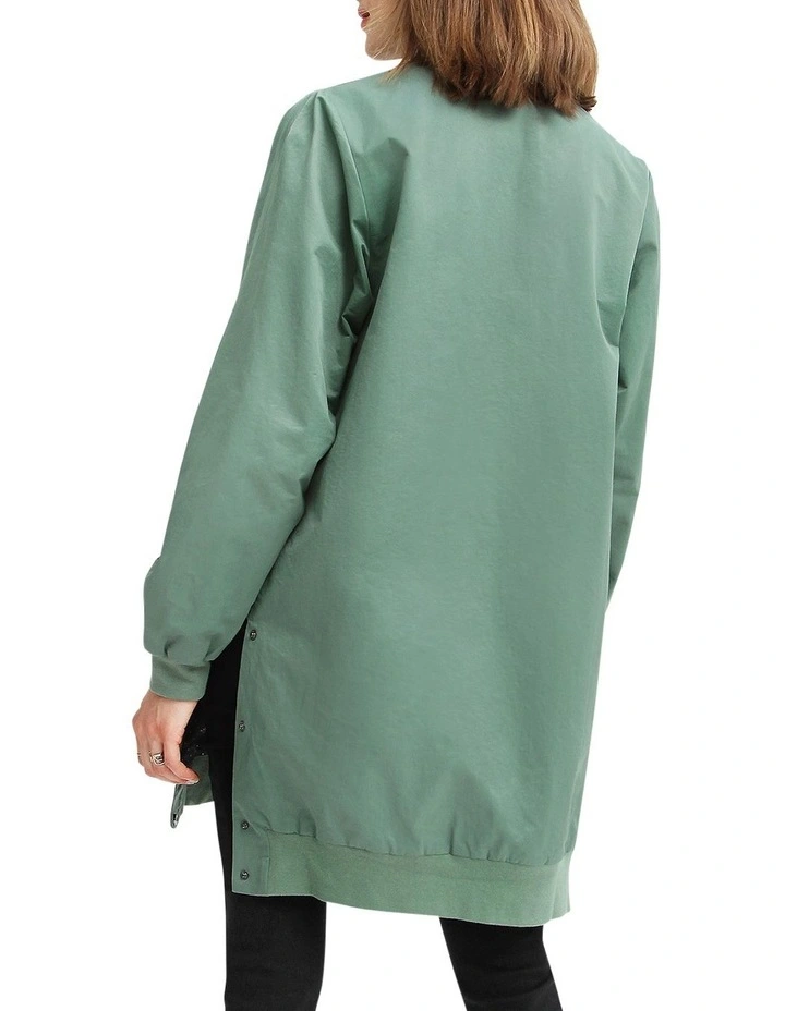 Chasing You Long Bomber Jacket in Military image 3