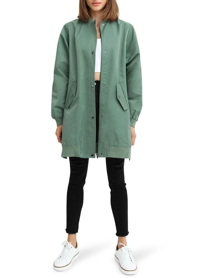 Chasing You Long Bomber Jacket in Military image 4