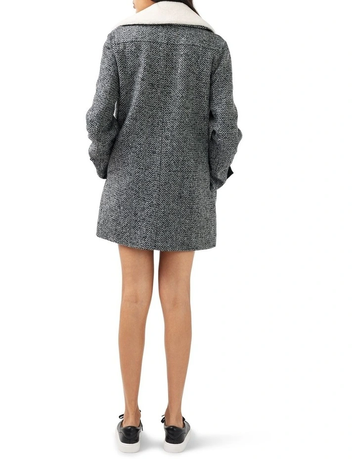 Liberty Sherpa Collar Wool Blend Coat in Charcoal image 2