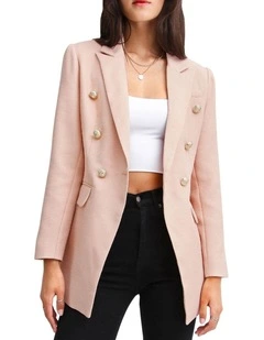 Princess Polina Textured Weave Blazer in Blush