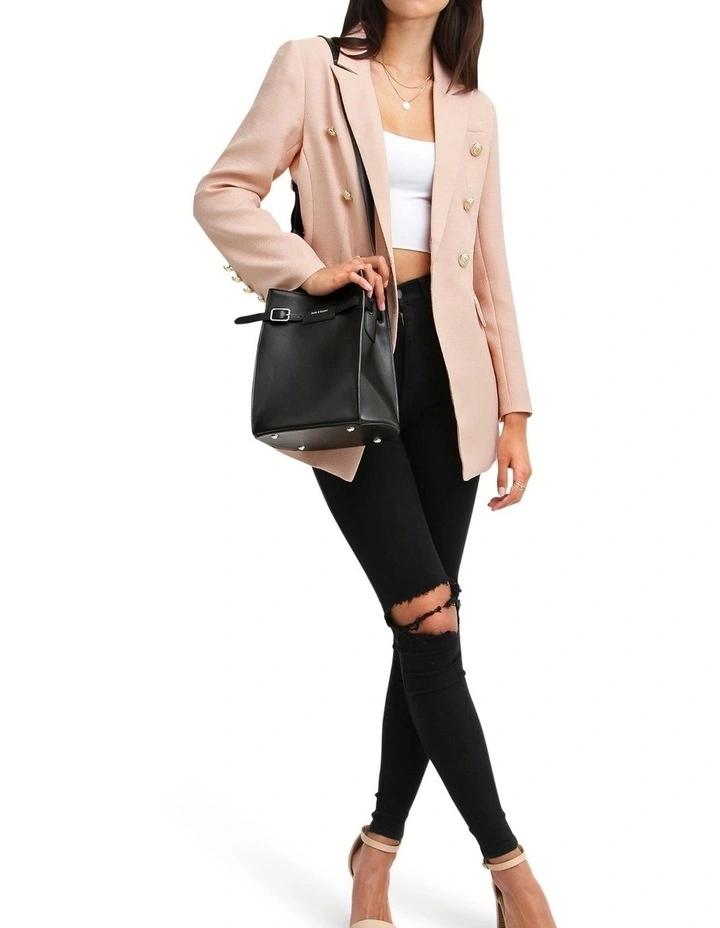 Princess Polina Textured Weave Blazer in Blush image 2