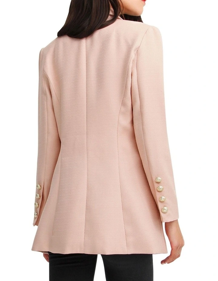 Princess Polina Textured Weave Blazer in Blush image 4