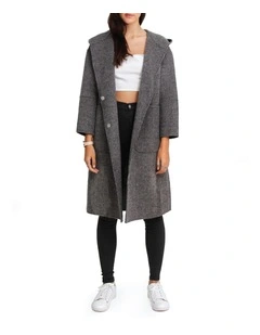 Walk This Way Wool Blend Oversized Coat in Black/White