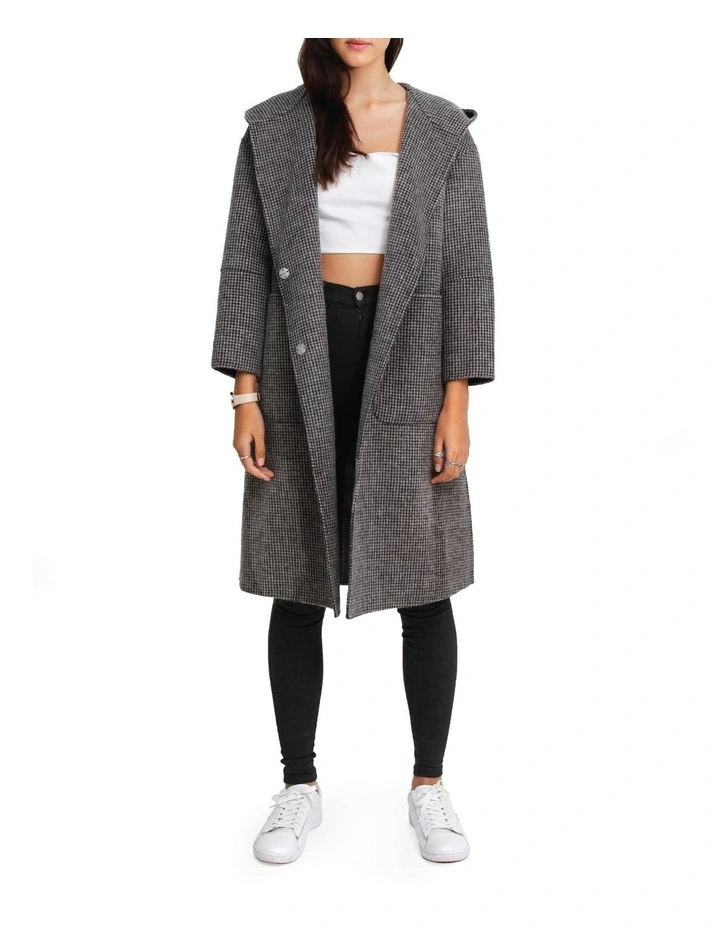 Walk This Way Wool Blend Oversized Coat in Black/White image 1