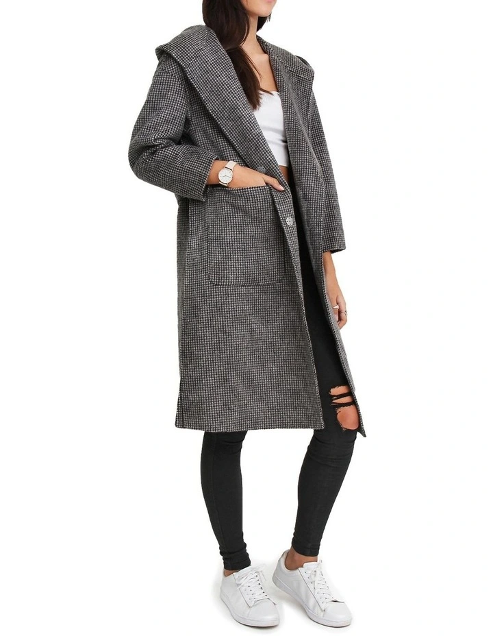 Walk This Way Wool Blend Oversized Coat in Black/White image 3