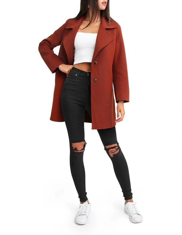 Ex-Boyfriend Wool Blend Oversized Jacket in Caramel image 4