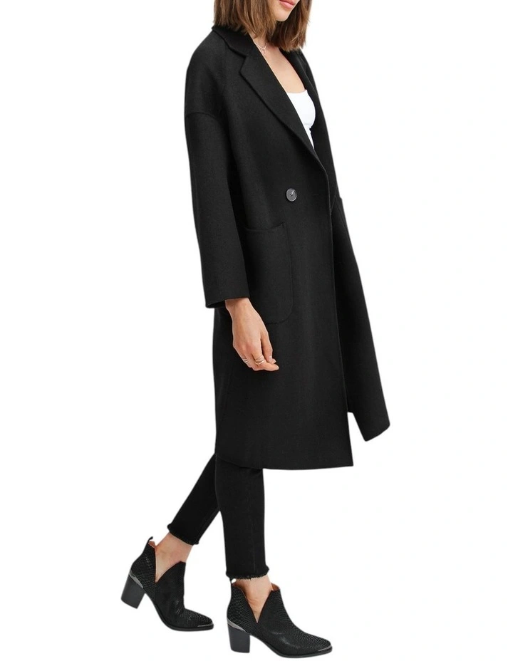 Publisher Double-Breasted Wool Blend Coat in Black image 2