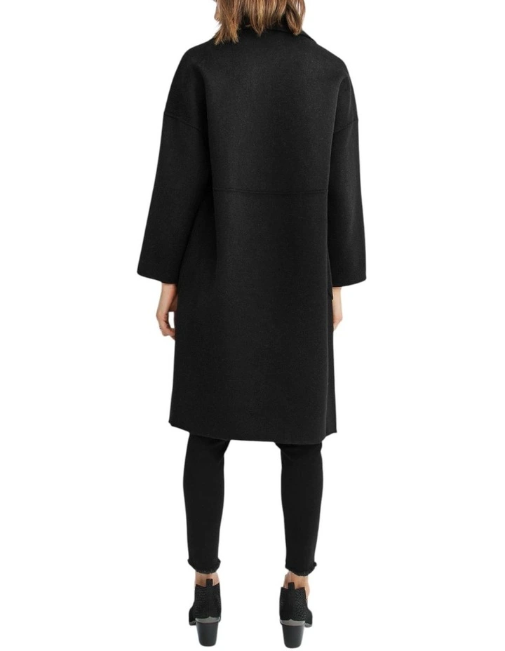 Publisher Double-Breasted Wool Blend Coat in Black image 3