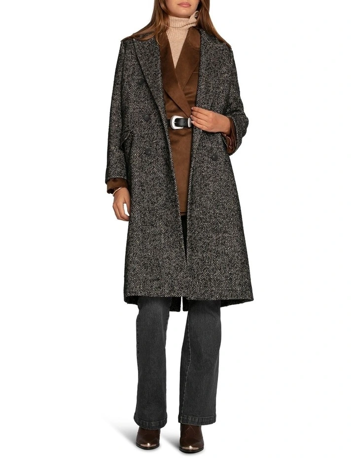 Wherever I Go Tweed Coat in Black image 2