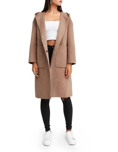 Walk This Way Wool Blend Oversized Coat in Oat