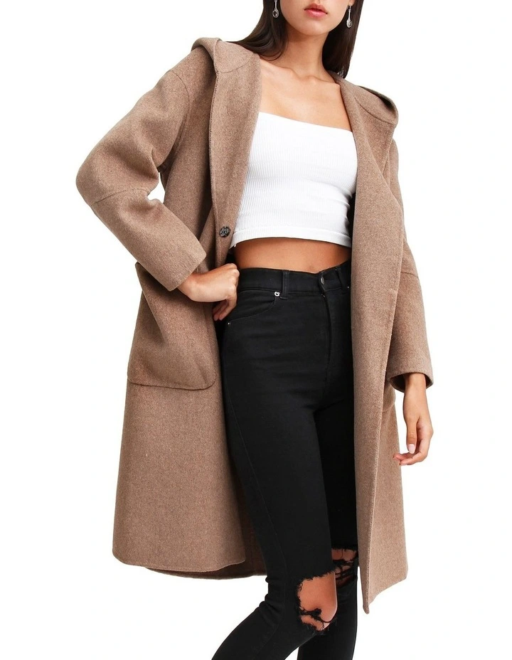 Walk This Way Wool Blend Oversized Coat in Oat image 3