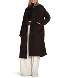 Real Love Classic Double Breasted Coat in Chocolate