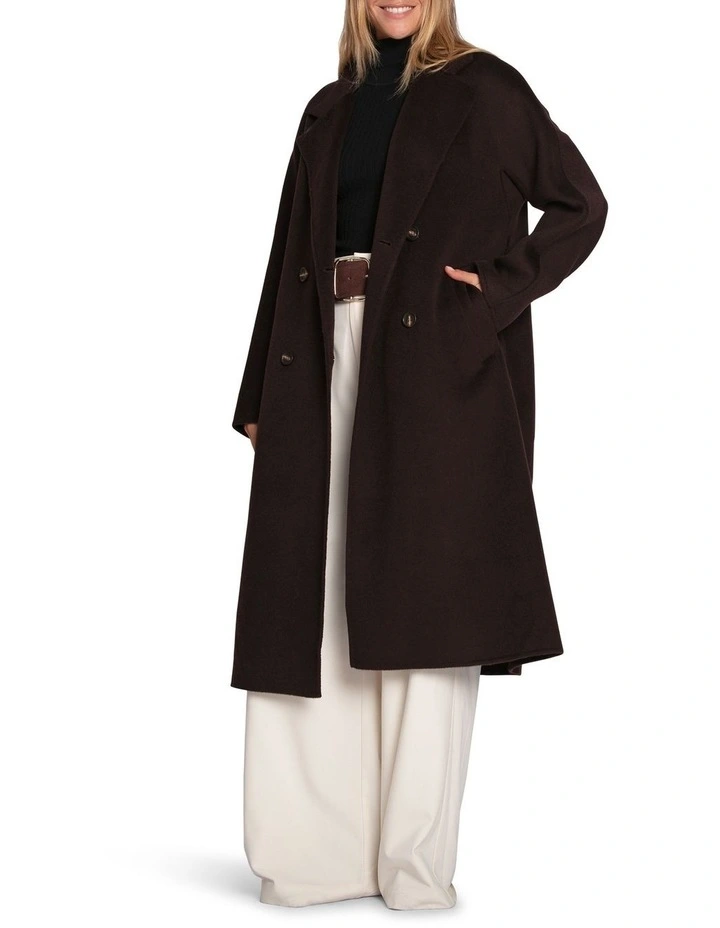 Real Love Classic Double Breasted Coat in Chocolate image 1