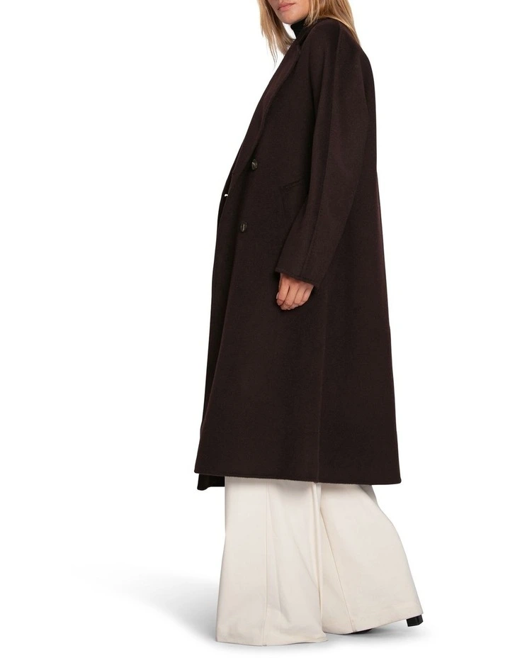 Real Love Classic Double Breasted Coat in Chocolate image 2