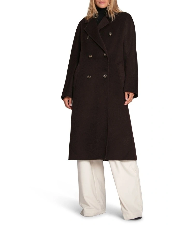 Real Love Classic Double Breasted Coat in Chocolate image 3