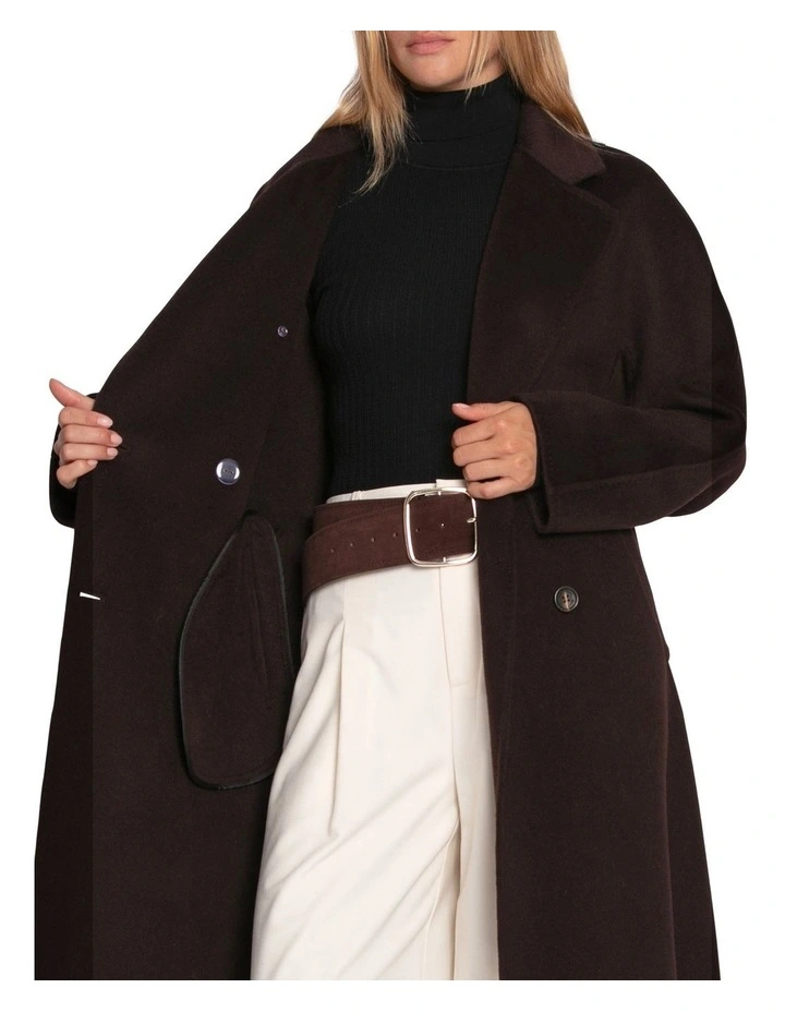 Real Love Classic Double Breasted Coat in Chocolate image 4