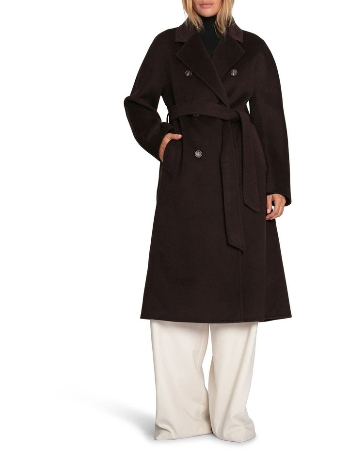 Real Love Classic Double Breasted Coat in Chocolate image 6