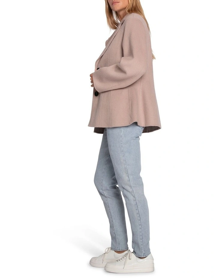Stuck On You Wool Blend Cinched Waist Blazer in Sand image 2