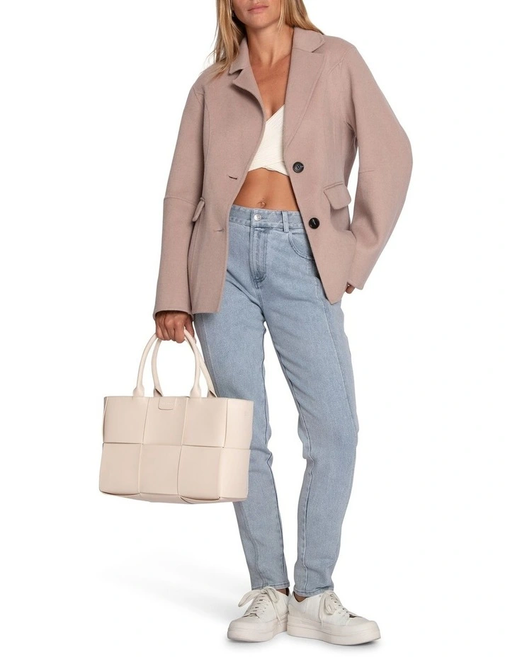Stuck On You Wool Blend Cinched Waist Blazer in Sand image 5