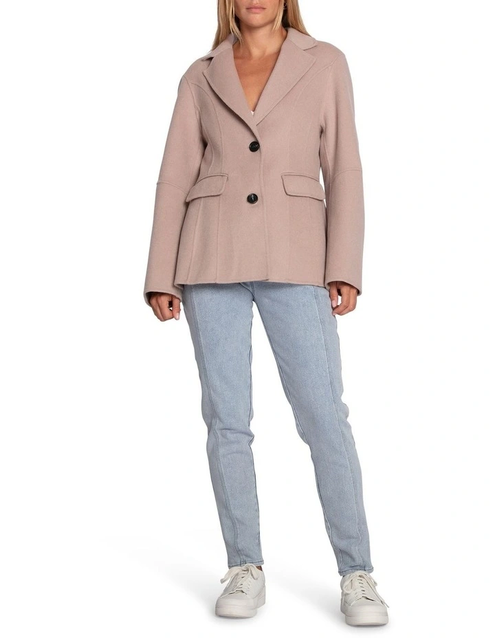 Stuck On You Wool Blend Cinched Waist Blazer in Sand image 7