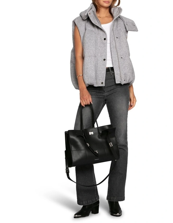 Golden Hour Hooded Puffer Vest in Grey Melange image 5