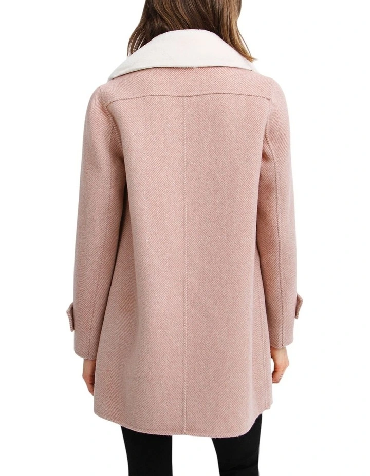 Liberty Sherpa Collar Wool Blend Coat in Blush image 2